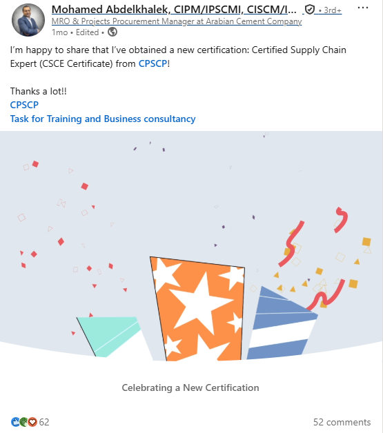 Bassel Mohamed ( CPE ) Certified Procurement Expert